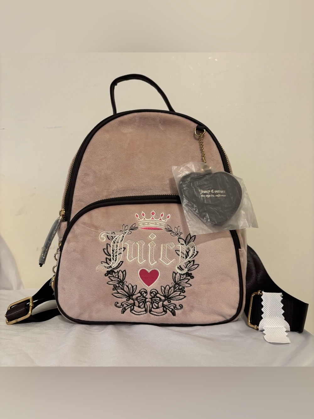 NEW Juicy Couture Pink Embroidered Mini Backpack